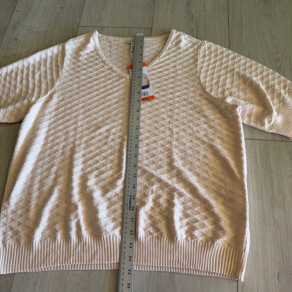 Ella Moss Women's Elbow Sleeve Lightweight V Neck Sweater Cream Size XXL - Picture 2 of 8